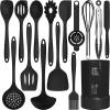 Silicone Cooking Utensils Set - 446°F Heat Resistant Kitchen Utensils,Turner Tongs,Spatula,Spoon,Brush,Whisk,Kitchen Utensil Gadgets Tools Set for Nonstick Cookware,Dishwasher Safe (BPA Free)