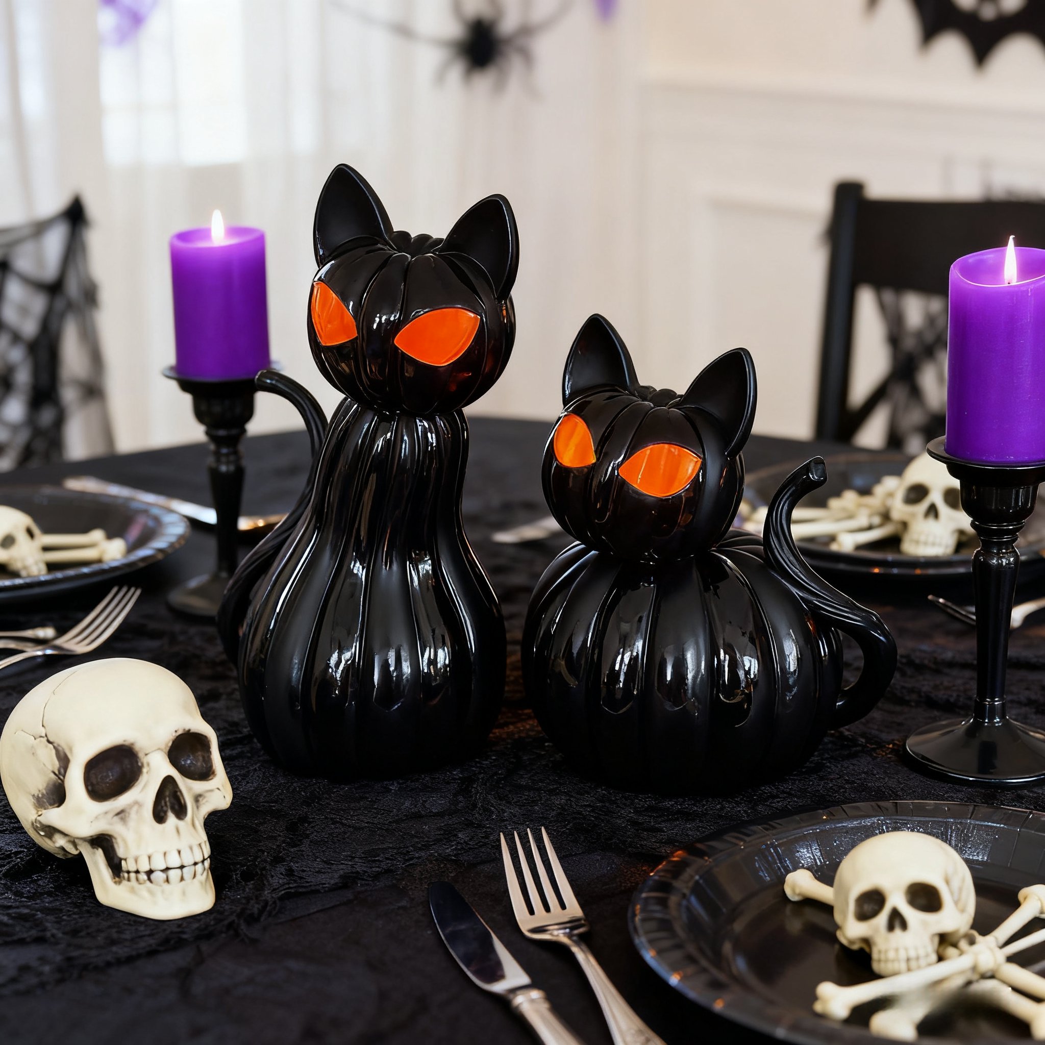 🎁TikTok Last Day Sale - 70% OFF🕸️ Black Cat of the Night – Color-Shifting Eyes Haunted Halloween Figurine
