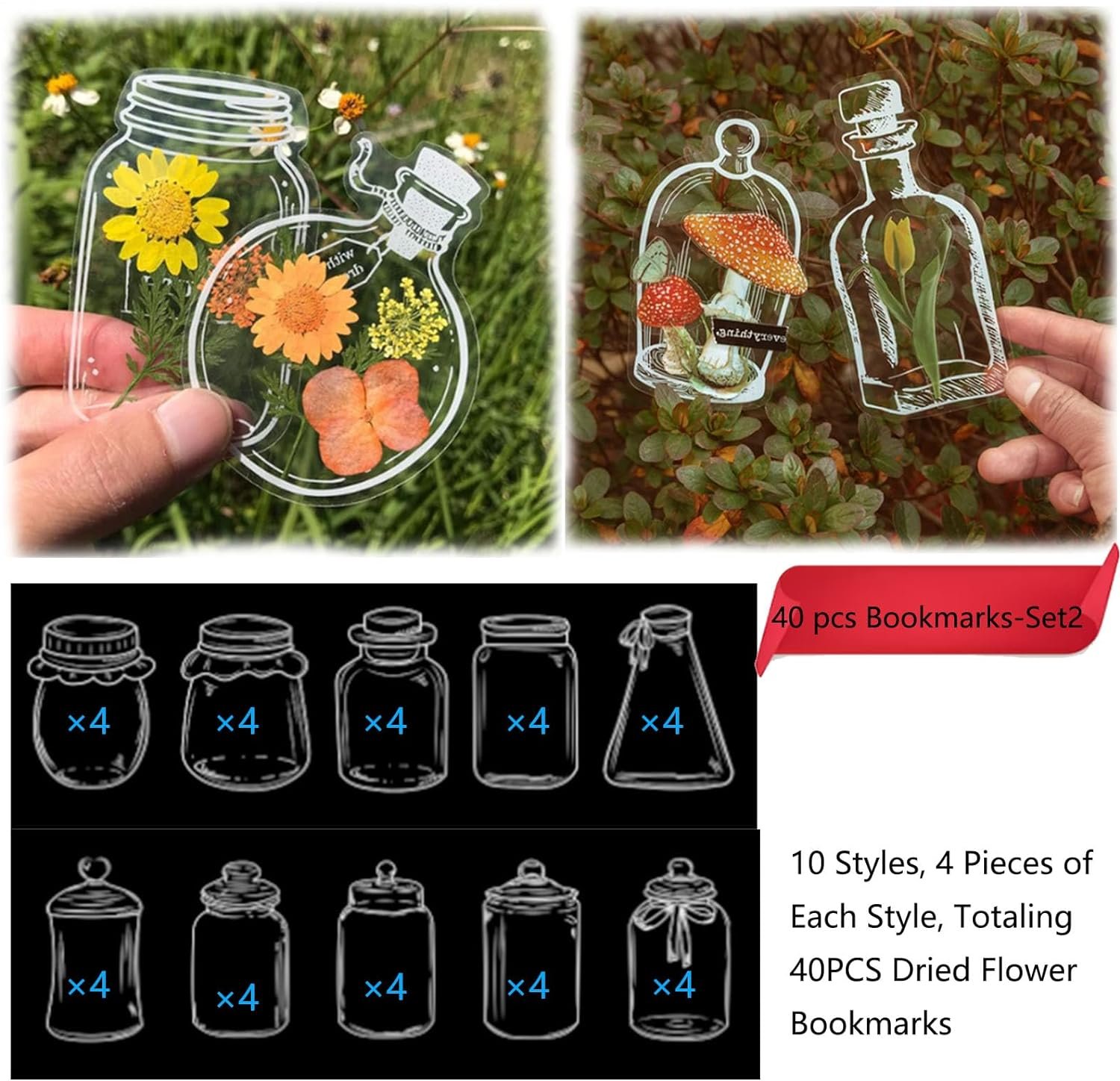 💥LAST DAY SALE 50% OFF💥Transparent Dried Flower Bookmarks⚡BUY 2 GET 1 FREE