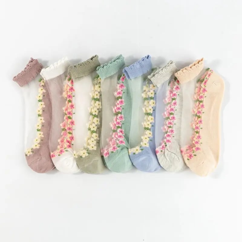 🔥5 Paar für 19,98€🔥- Damen Frühling Sommer Blumenspitze Söckchen