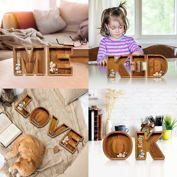 (🎉Last Day Promotion 50% OFF) 🎁Large Wooden Kids Letter Piggy Bank - Buy 2 Get Extra 10% OFF & Free Shipping