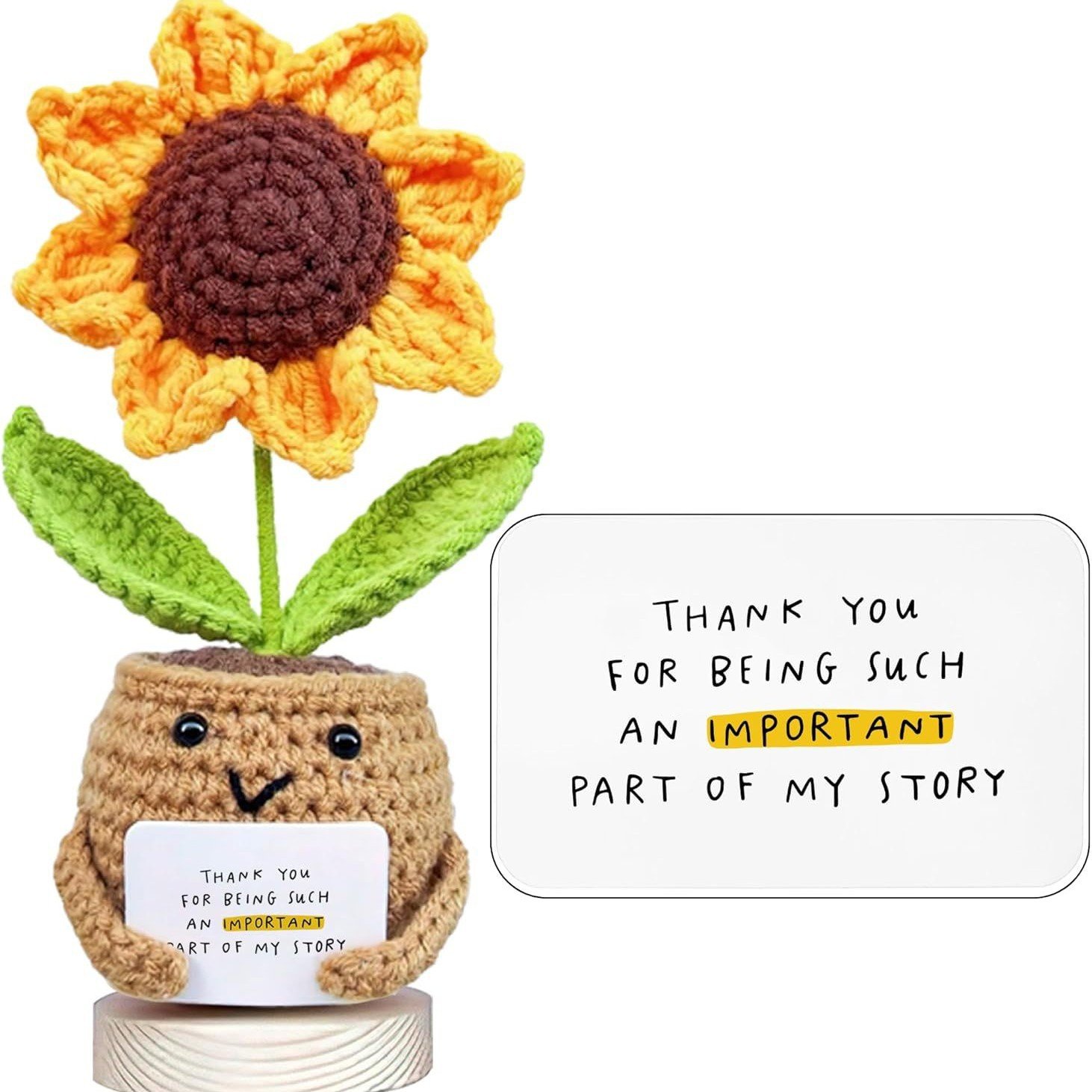 💥LAST DAY SALE 50% OFF💥Handmade Positive Sunflower Doll Crochet with Card