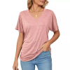💝Summer new casual v-neck solid color loose t-shirt