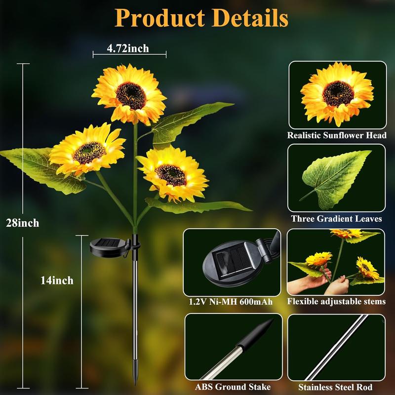 🌻LAST DAY SALE 50% OFF💥2Pcs Solar LED Sunflower Garden Lights⚡BUY 2 SET FREE SHIPPING