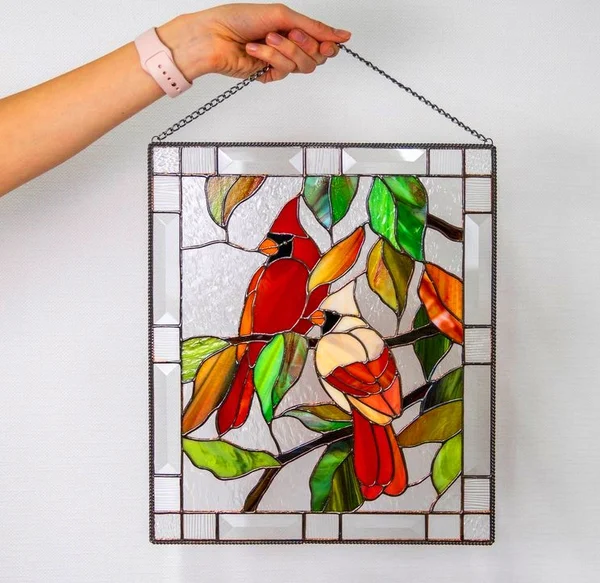 🎉Cardinal Stained Glass Window Panel