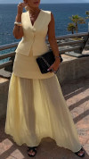 Women's V-neck Sleeveless Knitted Top + Splicing Temperament Suit