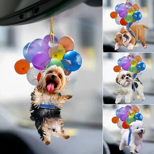 💥Christmas Sale 50% Off-Dog Car Charm with Balloons🐶🎈