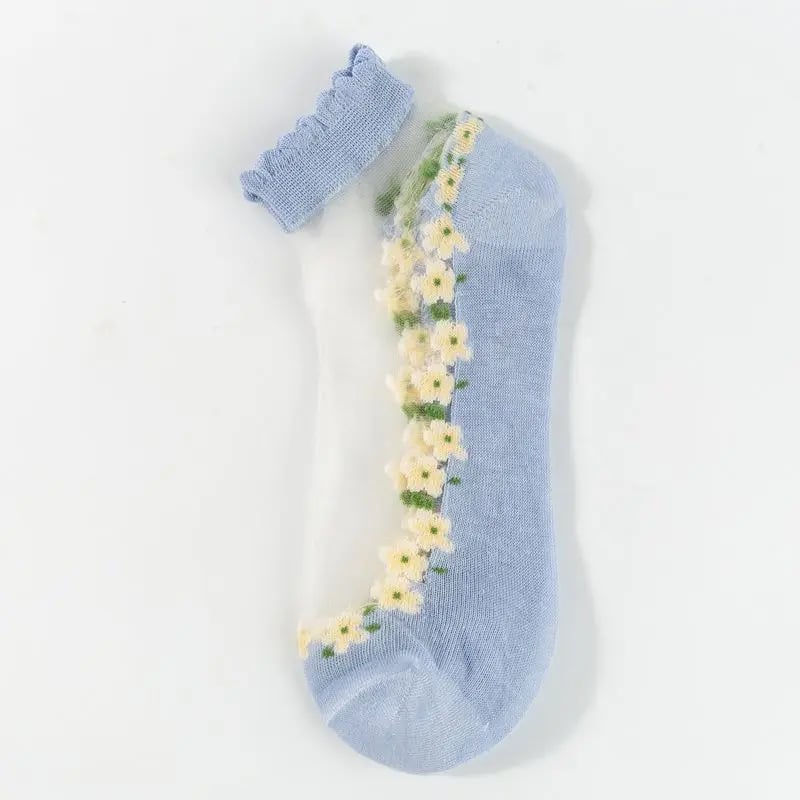 🔥5 Paar für 19,98€🔥- Damen Frühling Sommer Blumenspitze Söckchen