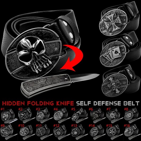 (🔥Last Day Promotion- SAVE 48% OFF)Fashion Punk Men's Genuine Leather Belt With Knife-Buy 2 Free Shipping