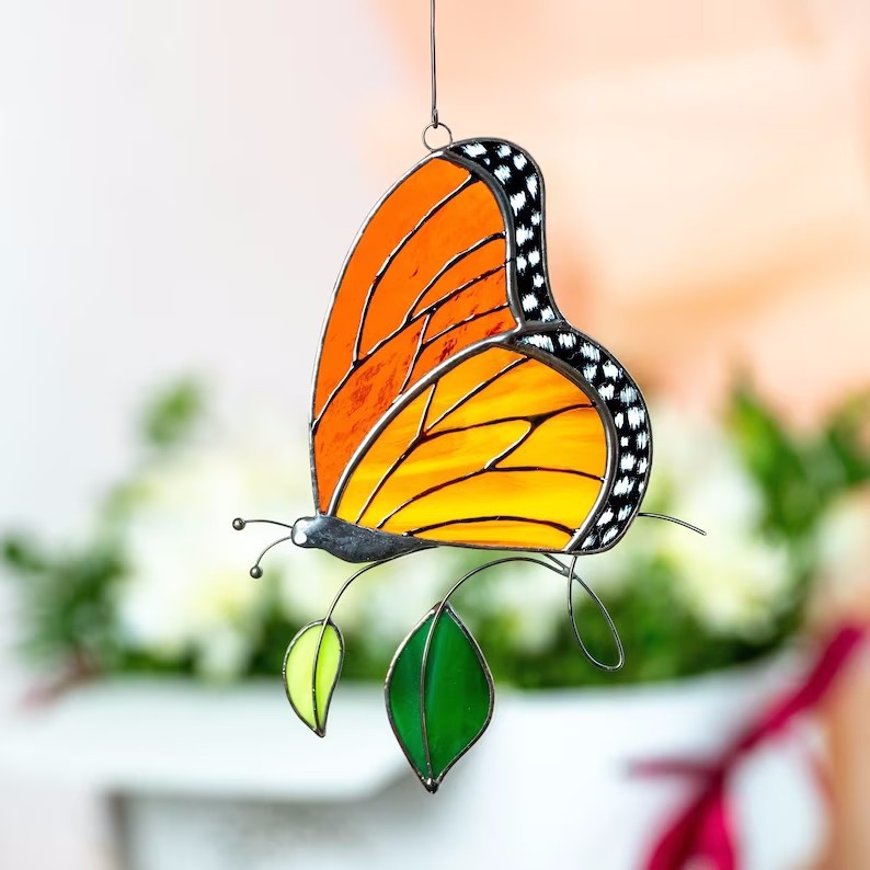 💥LAST DAY SALE 50% OFF💥Stained Monarch Butterfly Glass Window Decor