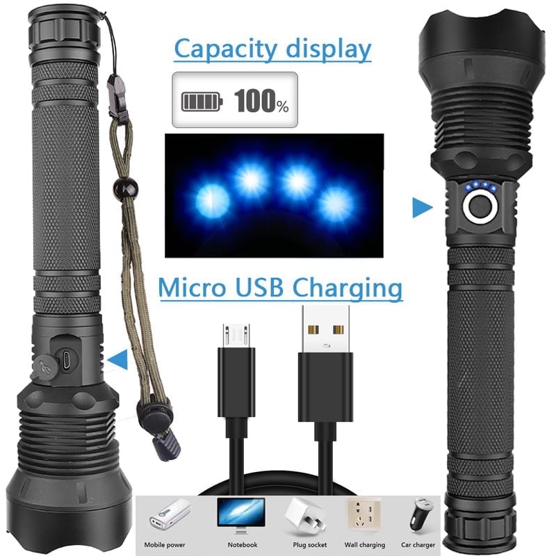 (🎄Christmas Hot Sale-49% OFF)🔥LED Rechargeable Tactical Laser Flashlight 90000 High Lumens