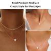 Gold Pearl Necklace, Dainty Gold Necklaces Prom Pearl Choker Necklace 15'' Pearl Necklaces for Women Beachy Necklace Adjustable Pearl Jewelry Bride as Graduation Birthday Mothers Day Gifts