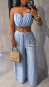 Ladies' Strapless Top+loose Pants Temperament Set