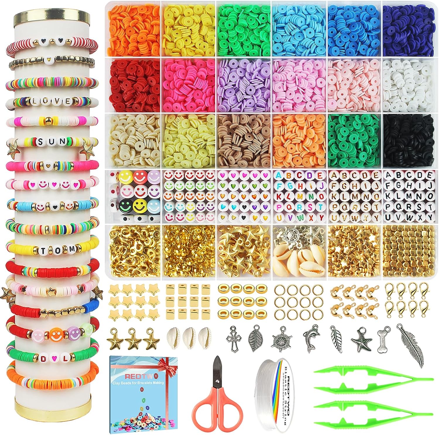 (🎄Christmas Hot Sale - 49% OFF) Clay Beads Bracelet Making Kit, 🔥BUY 2 FREE SHIPPING