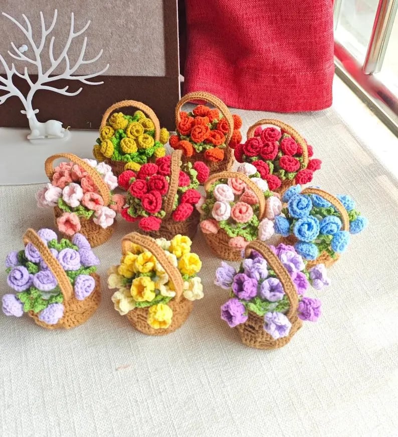 🌹100% Handmade Rose Coaster and Flower Basket Crochet
