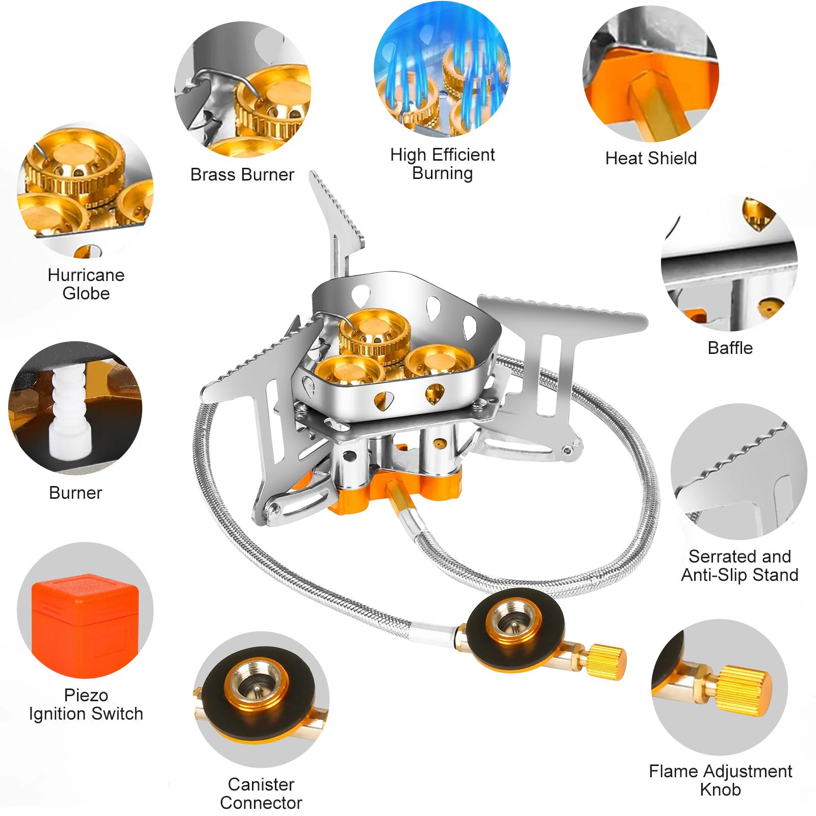 🔥LAST DAY 57% OFF🌟9900W/12800W Windproof Camping Stove, Camping Gas Stove with Piezo Ignition