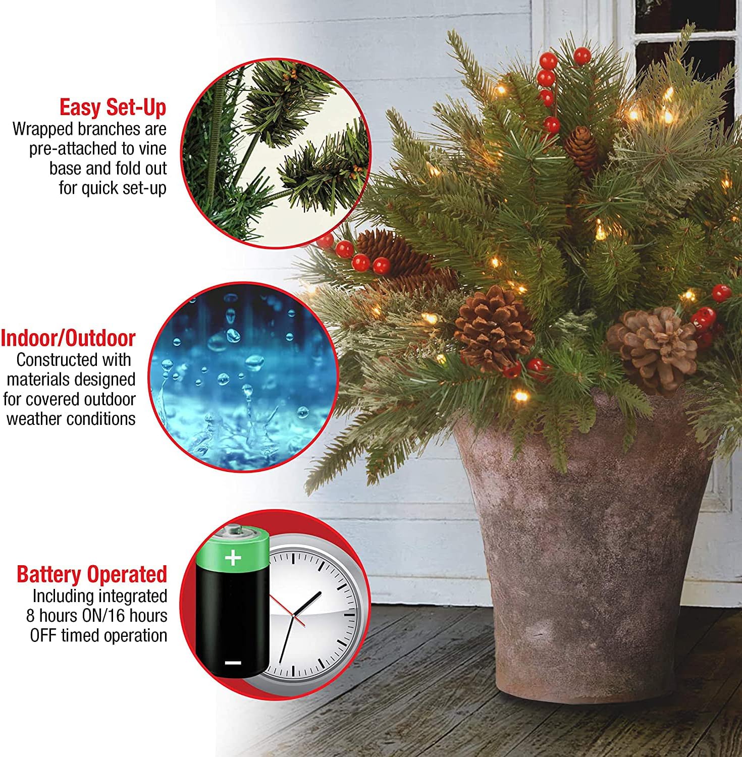 🎅HOT SALE 49% OFF🎄🔥Pre-lit Artificial Christmas Tree Urn Filler💐