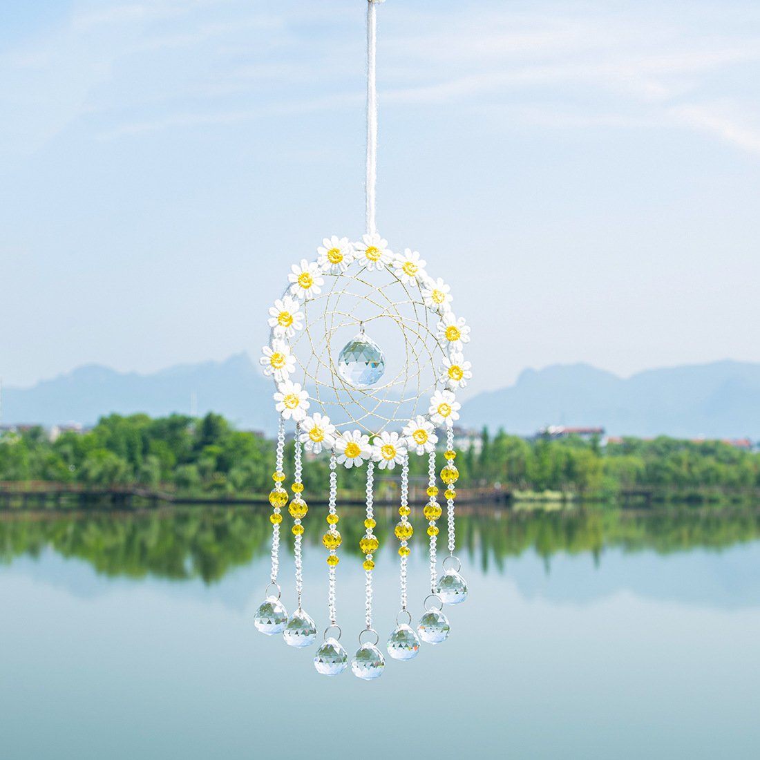 Hand Made Crystal Suncatcher Chakra Colors Balls Prism Window Hanging