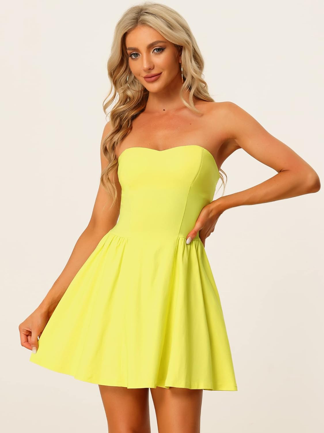 Allegra K Women's Sexy Strapless Party Dress Sweetheart Neck Off Shoulder Sleeveless Mini Dress