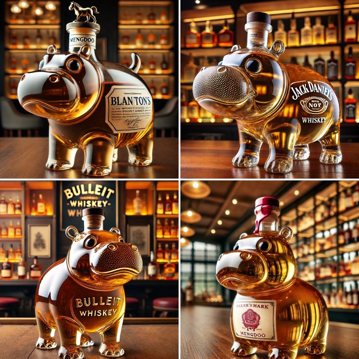 Cute Mengdoo Hippo Whiskey Bottle