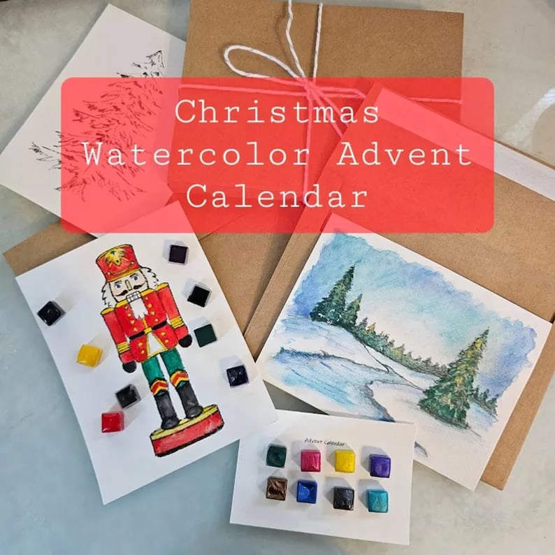 🎨Advent Calendar 24 Envelopes Watercolor Christmas Set