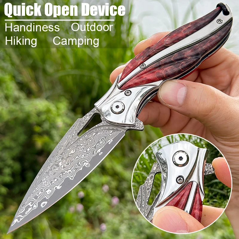 Purely Handmade VG-10 Damascus Folding Knife | EDC Camping Tool