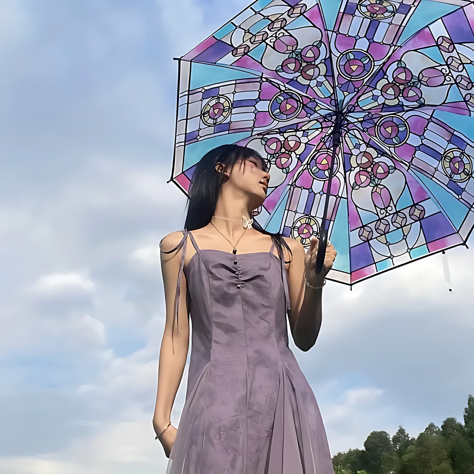 🎁TikTok Last Day Promotion -80% OFF🔥Vintage Stained Automatic Umbrella☔