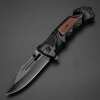 Outdoor folding knife with black wooden handle