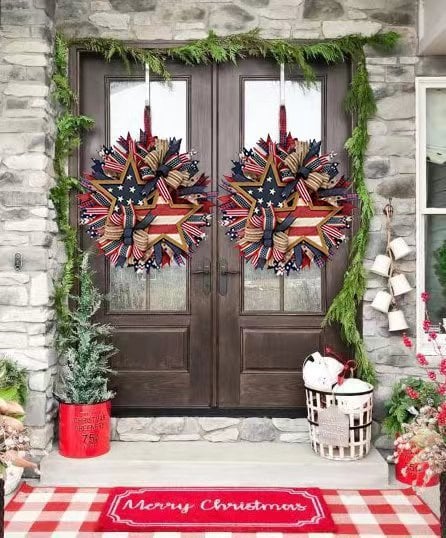 🏵100% Handmade American Patriotic Star Wreath(Mariana Smith Handmade®)