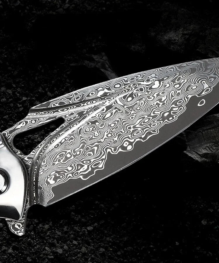 Purely Handmade VG-10 Damascus Folding Knife | EDC Camping Tool