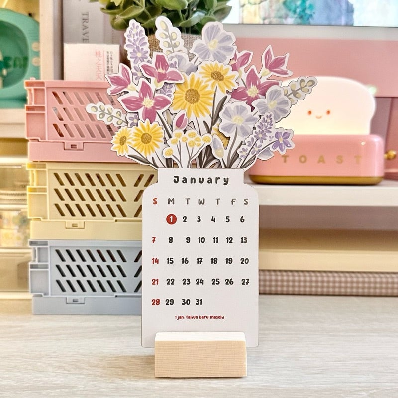 (🌲Early Christmas Sale- 50% OFF) 2024 Bloomy Flowers Desk Calendar