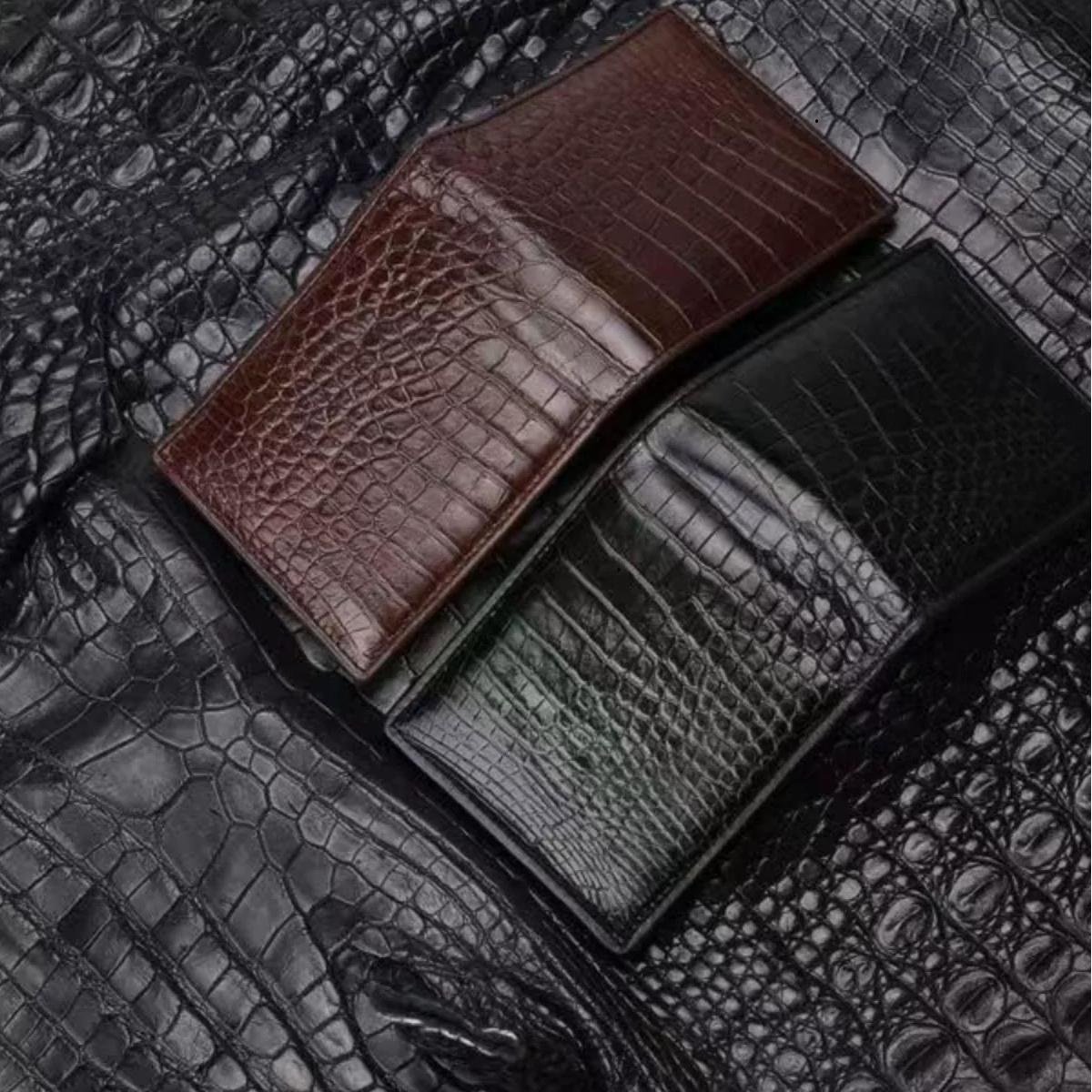 David Leather Craft® Handgefertigte Geldbörse mit Alligator-Textur