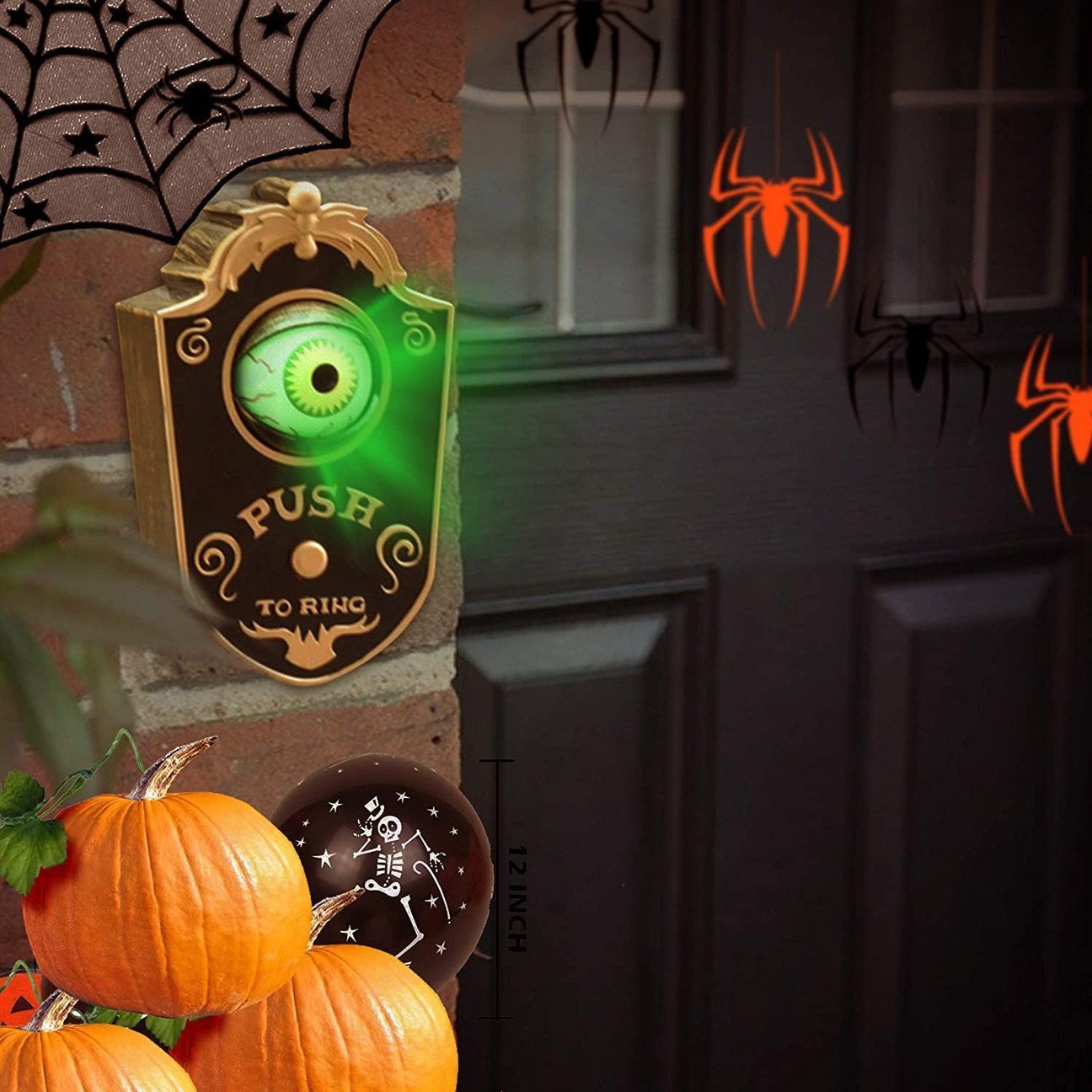 🎃Free shipping for 2 items, half price for the 3rd item-👁️3D ONE-EYED LIGHTUP EYEBALL DOOR BELL DECORATION🕷️
