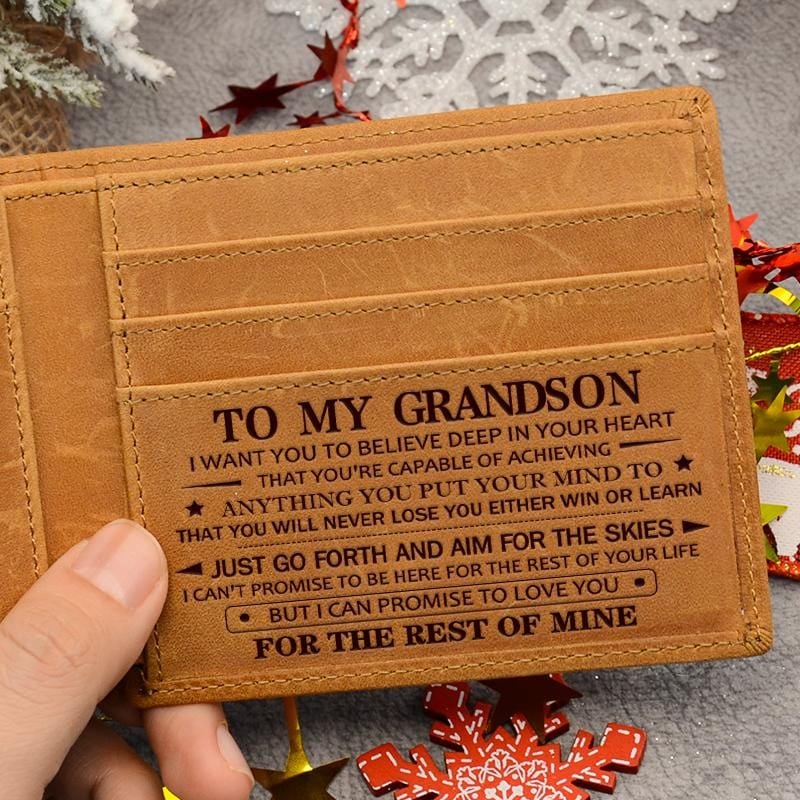 To My GrandSon - Premium Top-grain Cow Leather Card Wallet