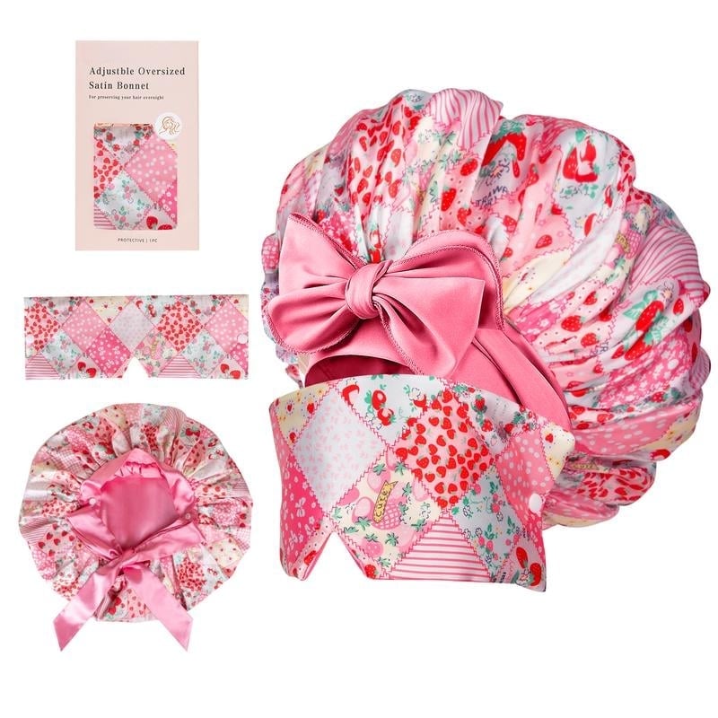 🍂TikTok Fall Mega Sale - 70% OFF🎉Satin Hair Bonnet for Sleeping with Detachable Eye Mask - Non-Slip Hair Wrap for Curly Hair