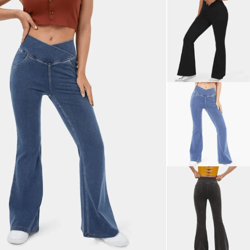 🔥Stretch-Jeans mit hoher Taille und Crossover