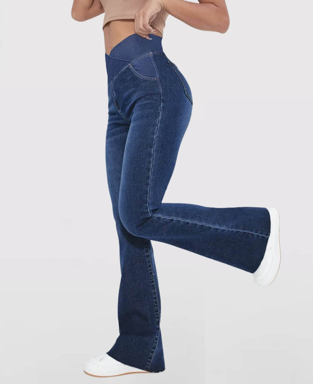 🔥Stretch-Jeans mit hoher Taille und Crossover