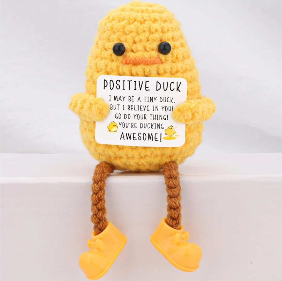 🐥Inspirational Crochet Positive Duck - 🧶Handmade Emotional Cheer Support🔥