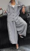 Women's Comfortable Striped Top And Pants Two-Piece Set