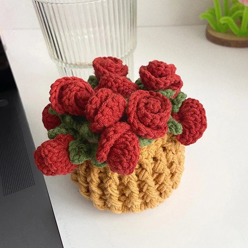 🌹100% Handmade Rose Coaster and Flower Basket Crochet