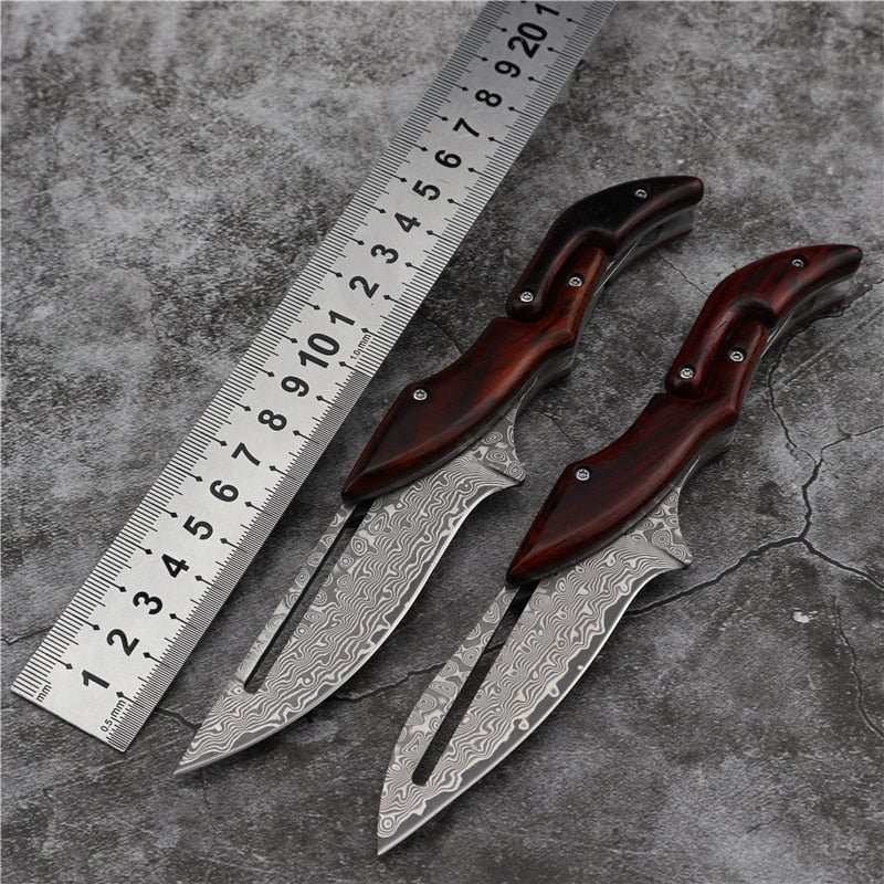 VG10 Slider Damascus Pocket Knife with Exotic Red Sandal Wood Handle
