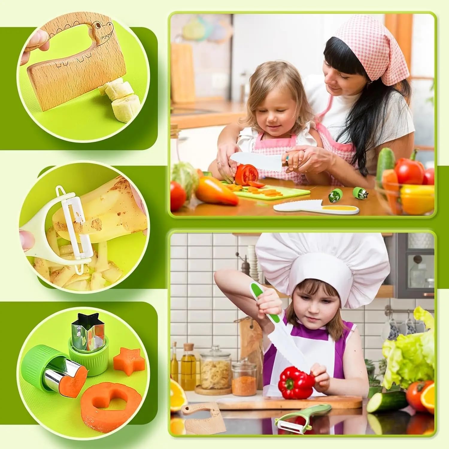 🔥HOT SALE - 13 Pcs  Kitchen Tools Kids Knife Set With - Buy 2 Free Shipping