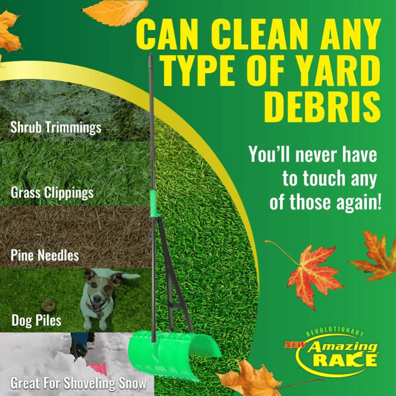 3-in-1 Ergonomic Pickup Rake - Easy Leaf & Grass Grabber Without Bending Over