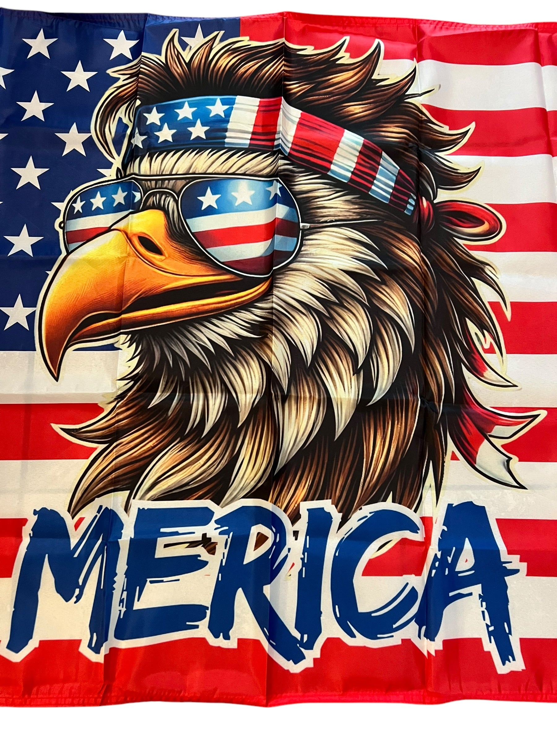 Merica Bald Eagle American Flag 3x5 Wall Decor Banner