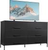 WLIVE Wide Fabric Dresser, 6 Drawer Dresser TV Stand for 60