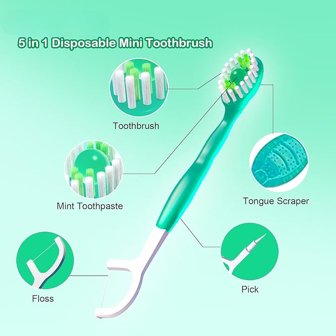 🔥Last Day Promotion 70% OFF💥5 in 1 Mini Toothbrush & Floss & Tongue Scraper & Toothpick Set