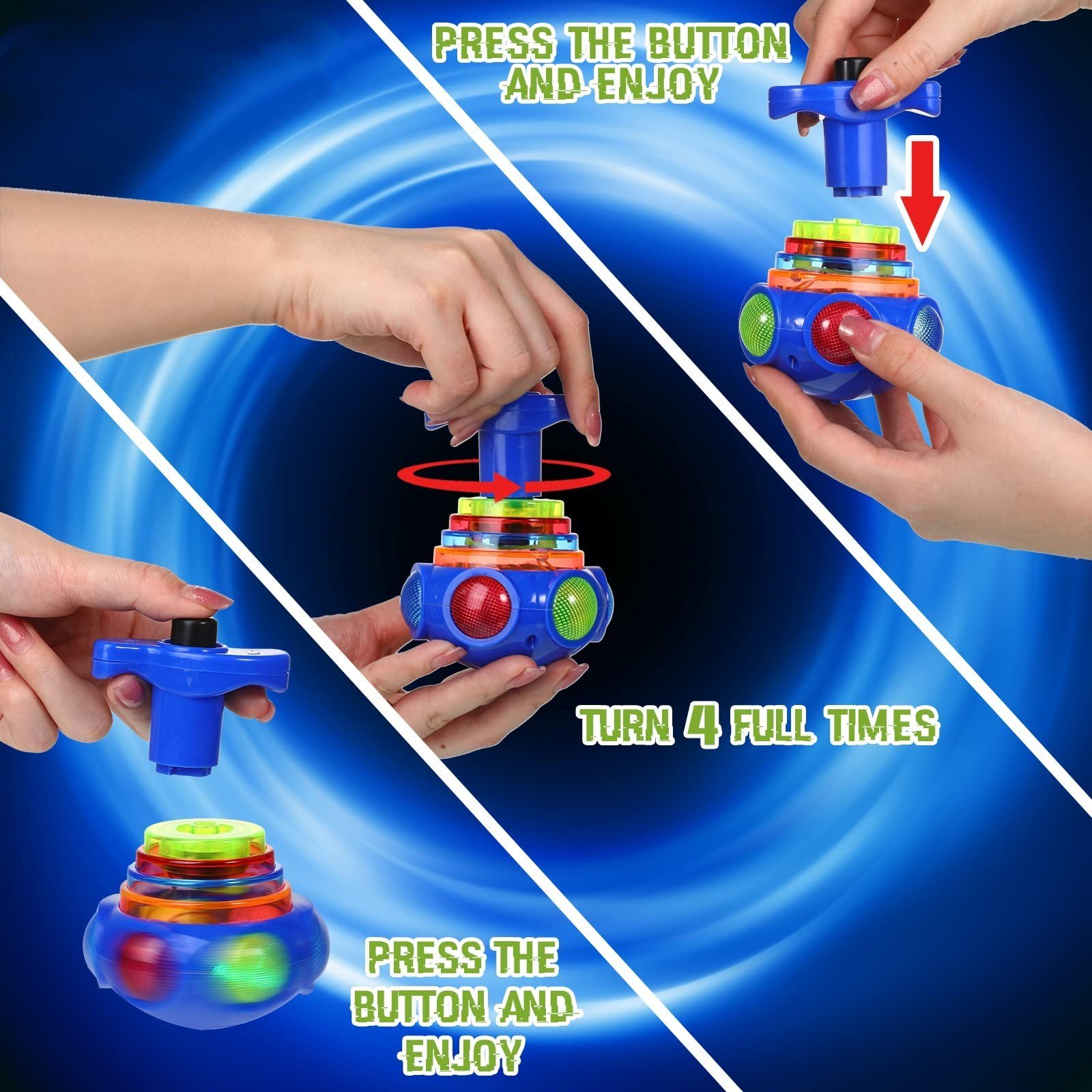🎁Best Christmas Gift For Kids—Music Flashing Spinners Toy With Launcher