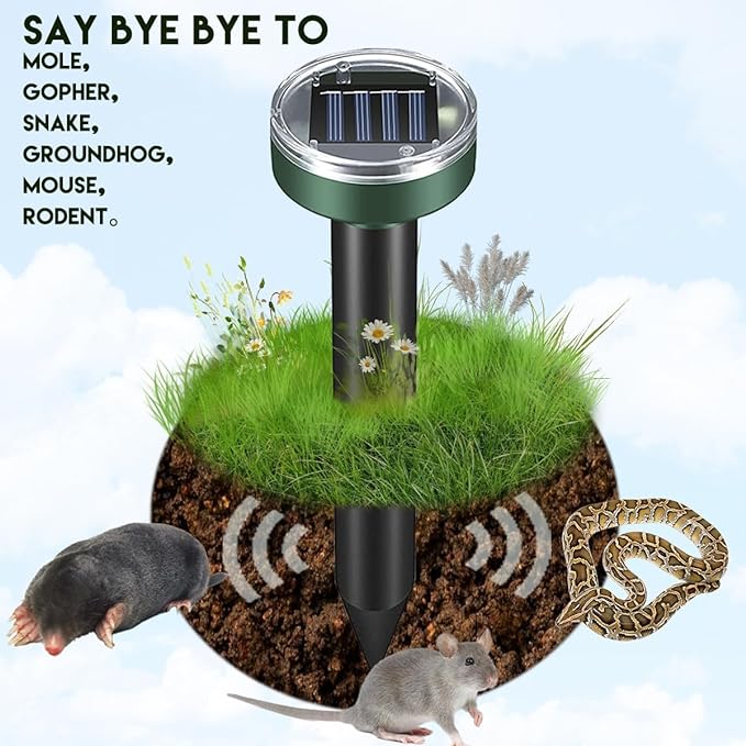 🔥Exclusive Summer Sale 50% OFF - Ultrasonic Solar Rat Mole Snake Pest Repeller Deterrent Pile