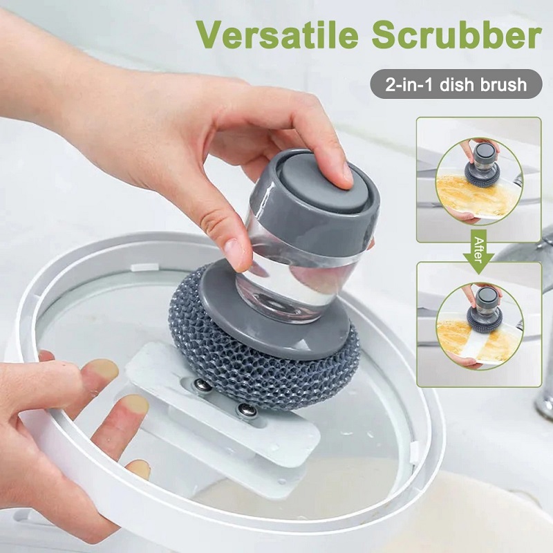 2023 New Year Limited Time Sale 70% OFF🎉Soap Dispensing Palm Brush Storage Set With 2 PET Replacement Heads