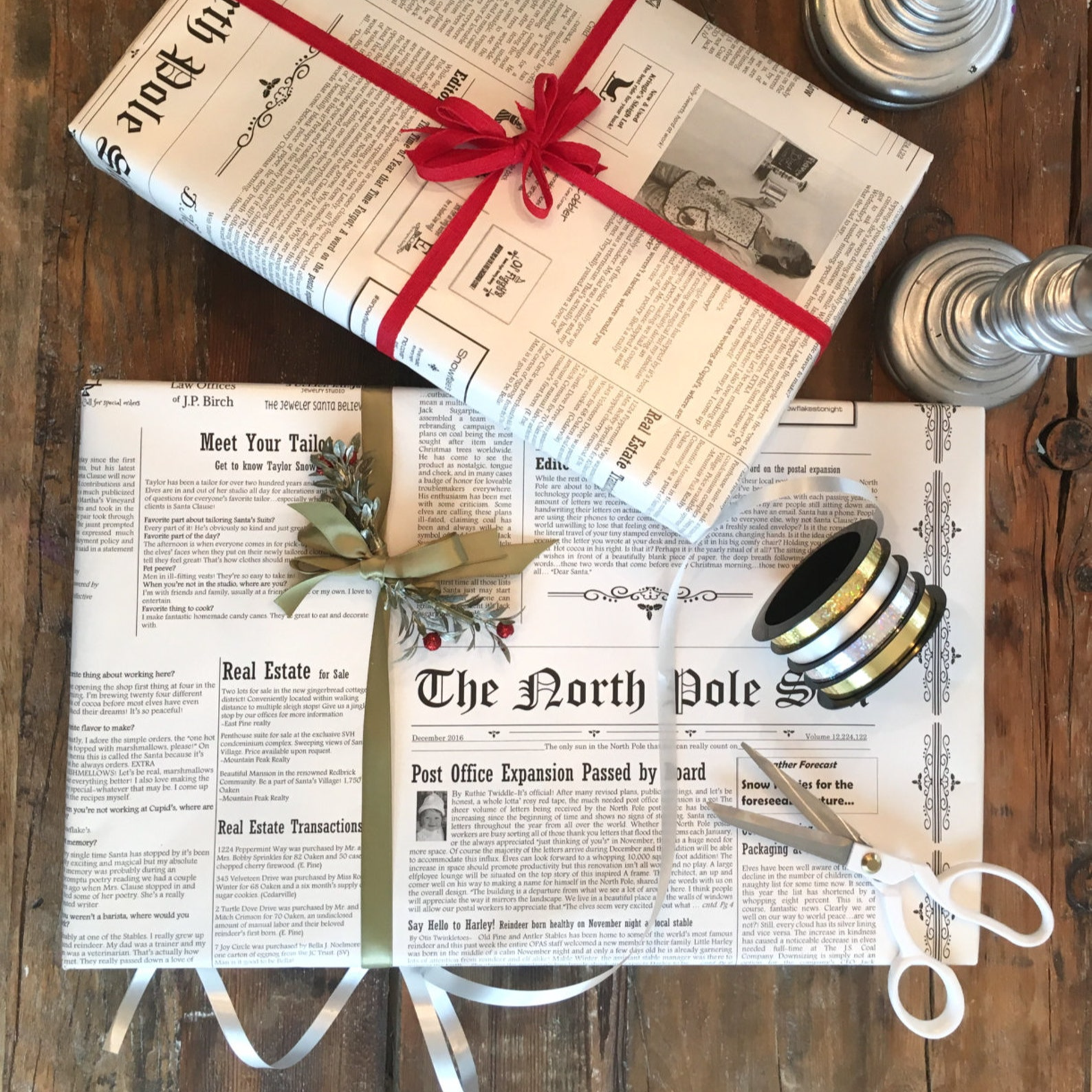 🎄🎅Christmas Presale - 49% -North Pole Newspaper Christmas Gift Wrap